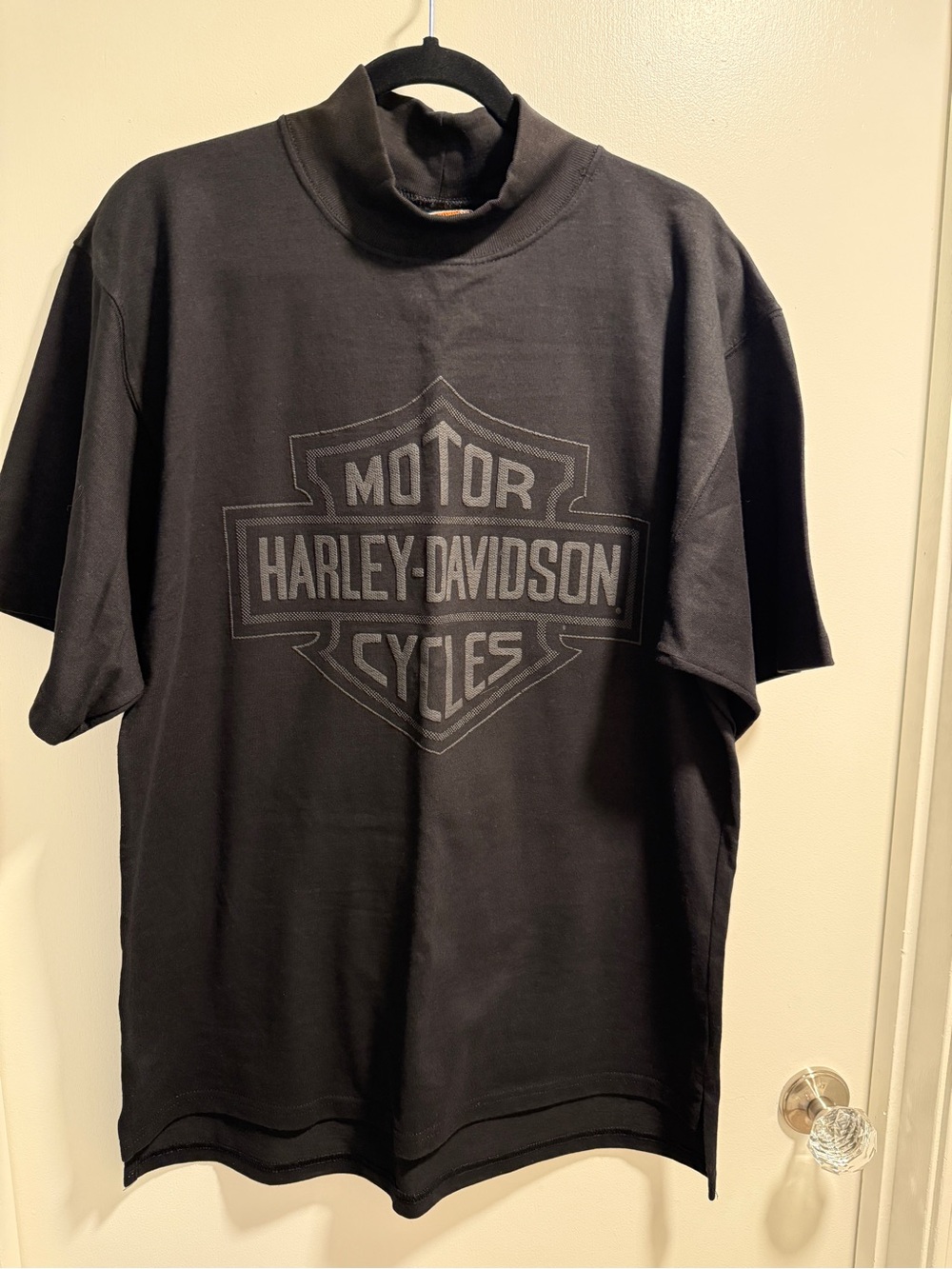 Harley-Davidson Black Short Sleeve Logo Shirt with Mock-Neck Collar